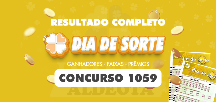 Números sorteados do concurso Dia de Sorte 1059 realizado em 03/05/2025 com premiação da Caixa Econômica Federal