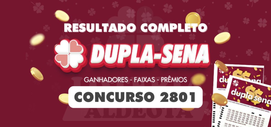 Resultado da Dupla Sena 2801 com os números sorteados em 30/04/2025