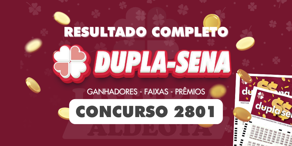 Resultado da Dupla Sena 2801 com os números sorteados em 30/04/2025