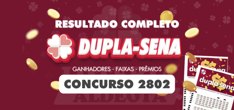 Números sorteados da Dupla Sena 2802 em 02/05/2025 com premiação completa