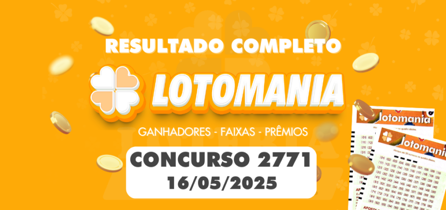 Números sorteados da Lotomania 2771 do dia 16 de maio de 2025