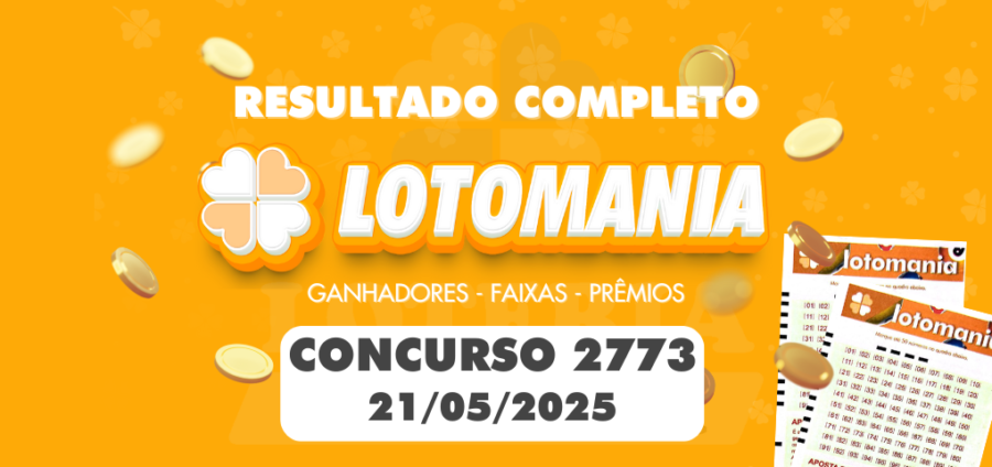Imagem ilustrativa do sorteio da Lotomania 2773 realizado em 21 de maio de 2025 pela Caixa Econômica Federal.