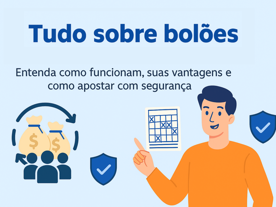 Infográfico sobre bolões com explicações e vantagens para apostar com segurança.